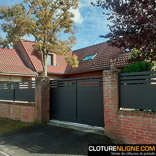 PORTAIL BATTANT ALUMINIUM SEMI AJOURE