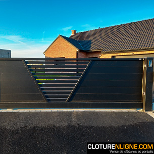 PORTAIL COULISSANT ALUMINIUM SEMI AJOURE